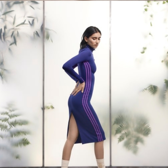 adidas X IVY PARK SPANDEX DRESS Size Large Legacy Indigo - Picture 2 of 9